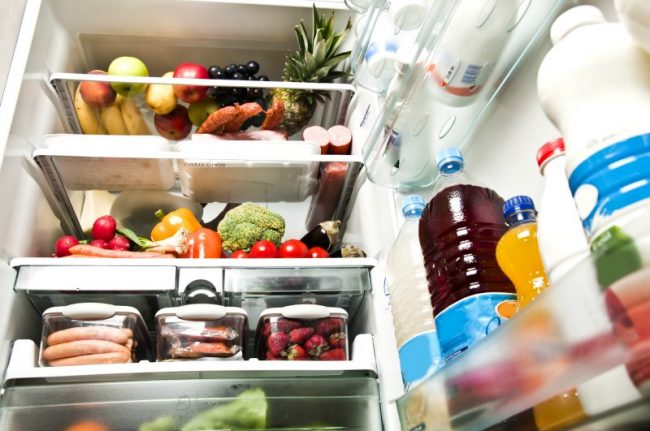 inside of full refrigerator