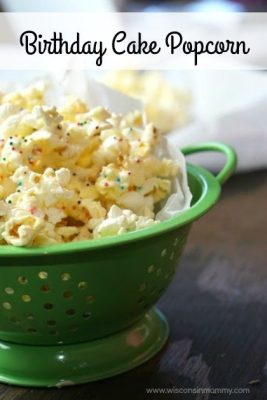 Delicious Birthday Cake Flavored Popcorn will become a fast favorite in your house with this easy recipe.