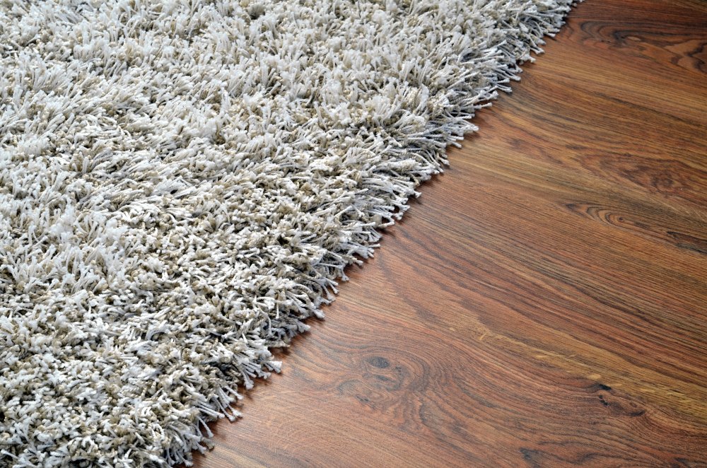 hardwood floor and carpeted floor