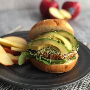 meatless chickpea burger on a bun