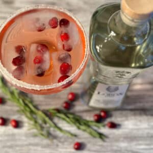 cranberry margarita and a bottle of tequila