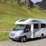 Ford motorhome van in Lofoten islands, Norway.