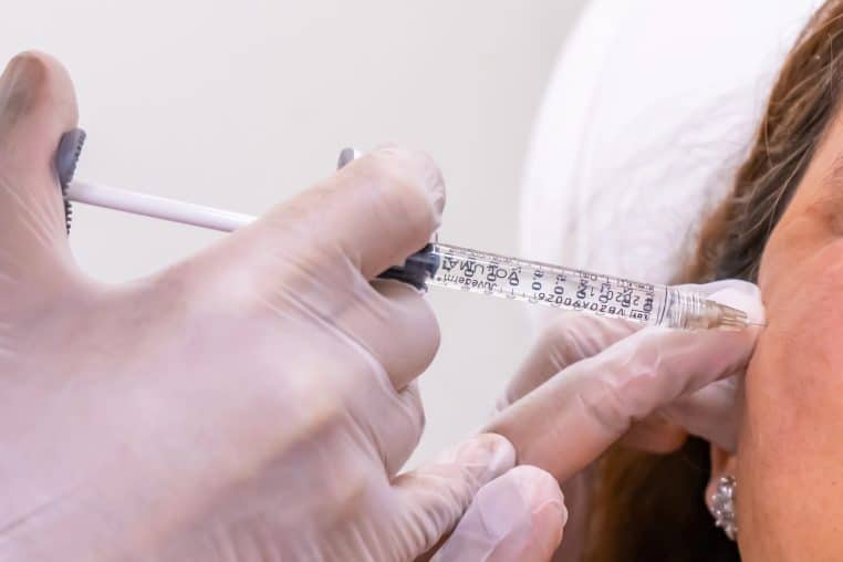 injectable skin treatment on woman's face